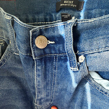 True Religion Men's Relaxed Straight Blue Cotton Denim Jeans 5-Pocket Mid Rise