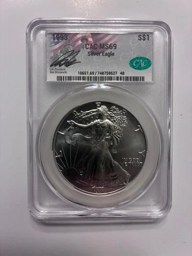 1993 CAC MS69 American Silver Eagle 1 OZ