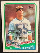 Oklahoma Seahawks Brian Bosworth autograph signed 1988 RC ROOKIE Card TOPPS auto. rookie card picture
