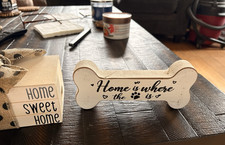 Rustic Wood Tabletop Dog Bone Sign 