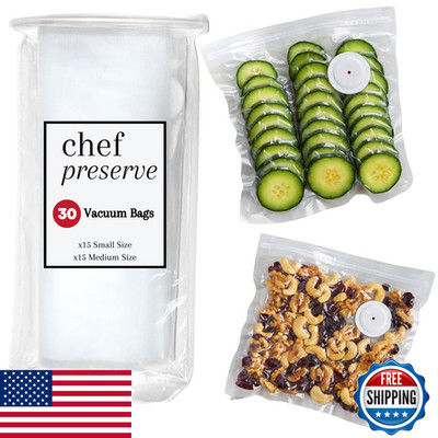 Chef Preserve Reusable Vacuum Sealer Bags For Food 30 Bpa-Free Food Storage