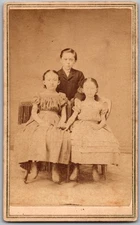CDV Circa 1860s L. Dickson Children in Dresses Plymouth Indiana
