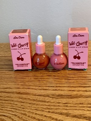 (2) Lime Crime Wet Cherry Cheek Lip Stain CHERRY TART CHERRY PUDDING New/NIB SET
