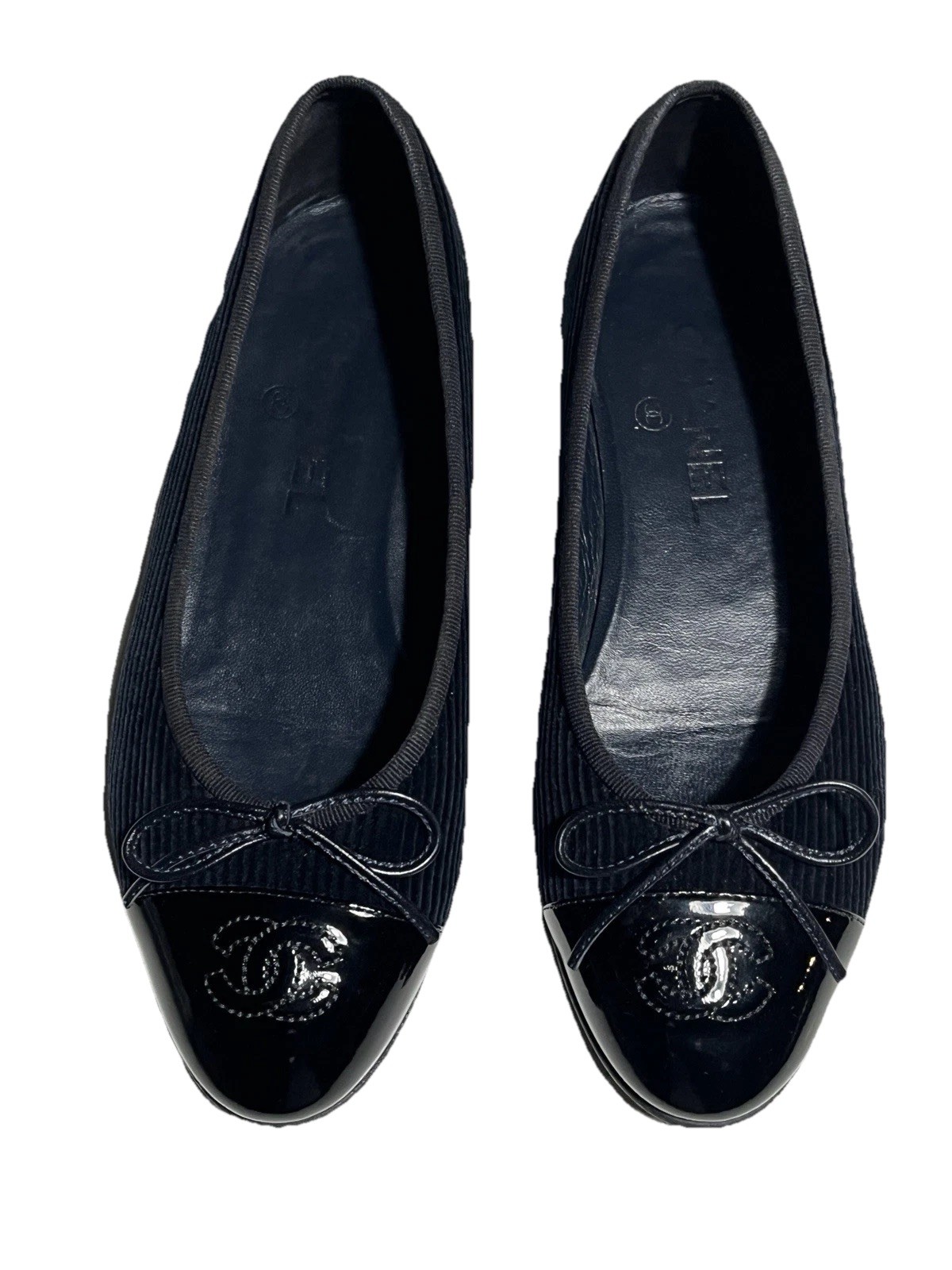 Chanel Navy Black Ballet Flats Size 36