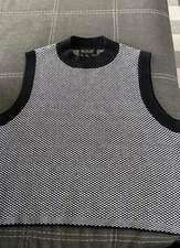 Rachel Zoe Women’s Rib Knit Tank Top B&W Checkered Size Large