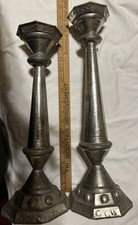 Vintage Tin Metal Balos Handmade In Mexico Candle Sticks Folk Art