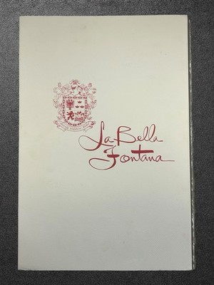 Vintage La Bella Fontana Menu Beverly Wilshire Hotel Beverly Hills CA Historic