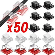 50Pcs Cable Clips Self-Adhesive Cord Management Wire Holder Organizer Clamp US