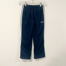 Adidas Blue Navy Track Pants - Youth Small 8 - Stripes - Athletic Straight Leg