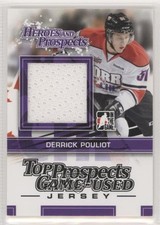 2013-14 ITG Heroes and Prospects Top Game-Used Black Jersey Derrick Pouliot 0a3