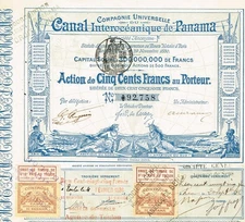 PANAMA CANAL 1880 stock certificate/bond   #92758
