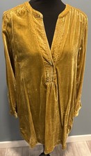 Anthropologie Gold Velour Dress XS