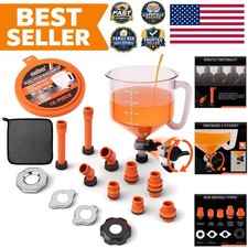 No-Spill Coolant Funnel Kit, Spill Proof Funnel Bleeder with Adapters. Univer...