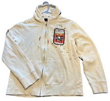 Universal Studios Women s XL Duff Beer Simpsons Zip Up Hoodie Sweatshirt Cream