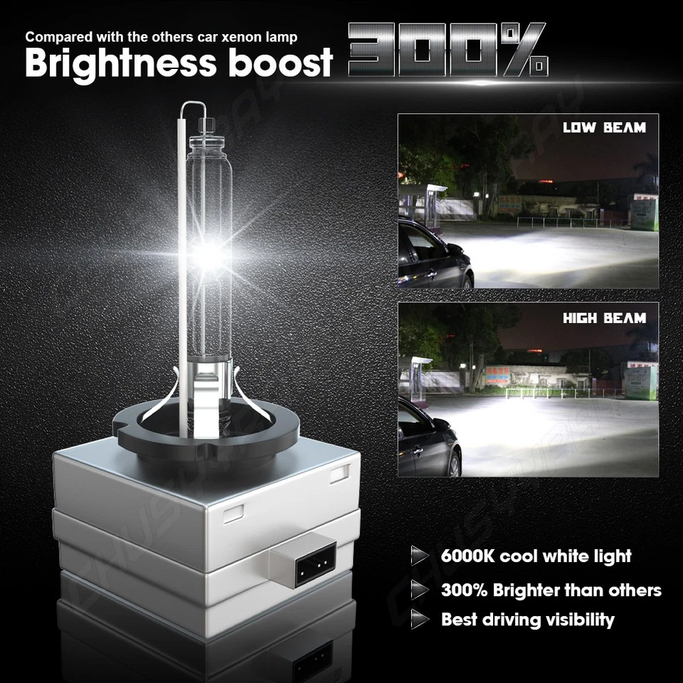 2 6000K D3S D3R DS3 HID Xenon Headlight Replacement Bulbs Super Bright - Image 4 of 4