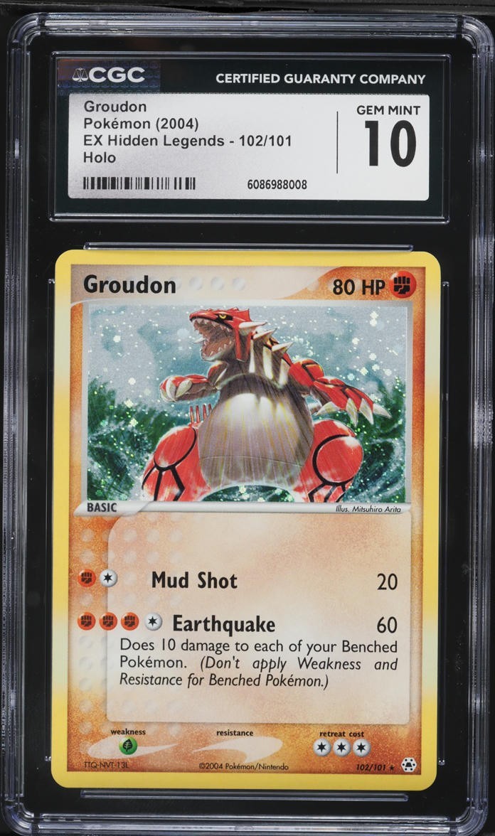 Pokémon Groudon 102/101 Holo Secret Rare EX Hidden Legends CGC 10 GEM MINT