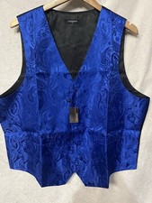 HISDERN Mens Vest Tie Set 3PC Formal Waistcoat Paisley Floral Black Size XL