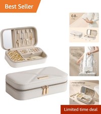 Travel Jewelry Case, Travel Jewelry Box Organizer with Mirror, 4.1 x 8 x 2.4 ...