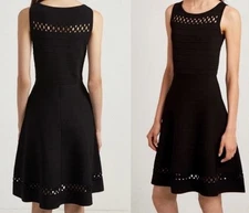 French Connection Kai Fit & Flare Sweater Black Dress (Size XS, US 4, UK 8)