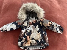 MOLO Hopla Fur "Unicorn and Pegasus" winter jacket. Size 80 cm  12 Months