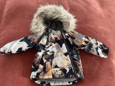 MOLO Hopla Fur ''Unicorn and Pegasus'' winter jacket. Size 80 cm  12 Months