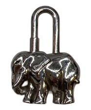 HERMES Elephant Cadena Padlock Silver Bag Charm Pendant Keyholder Used
