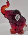 Fenton Art Glass Ruby Red Elephant 3.75” Tall Figurine w/ Original Label
