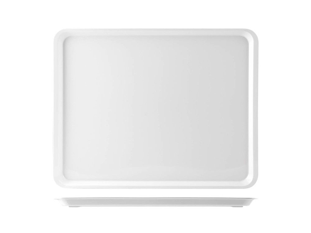 Tray With Edge In Melamine 35X25X2 White 79006 H&H