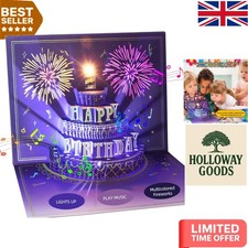 Extravagant 3D Birthday Greeting Card w/ Music & Blowing Candle - Perfect Gift