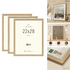 Vck 22X28 Frames Wood Wall Natural Oak Picture Frame 3 Pack Display Photos