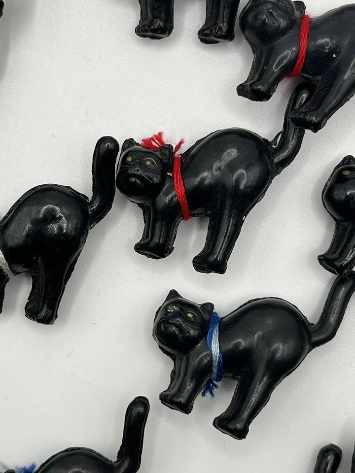 39 Mini figuras de gato negro de juguete de celuloide vintage años 30 Japón Halloween Foto 2 de 4