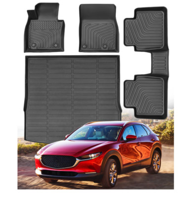 Floor Mats & Cargo Mat Compatible for Mazda CX-50 All Weather TPE Rubber No Slip