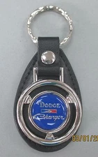 Blue Dodge CHARGER 1344 Mini Steering Wheel Leather Key Ring 2022 2023 2024