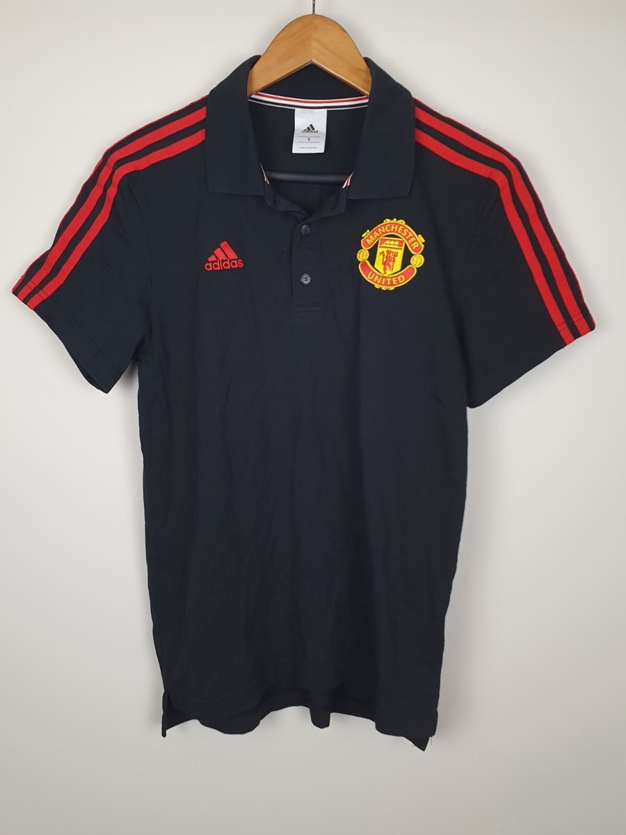 Manchester United Adidas Polo Shirt Mens Size S Black Short Manchester United Adidas Polo Shirt Mens Size S Black Short