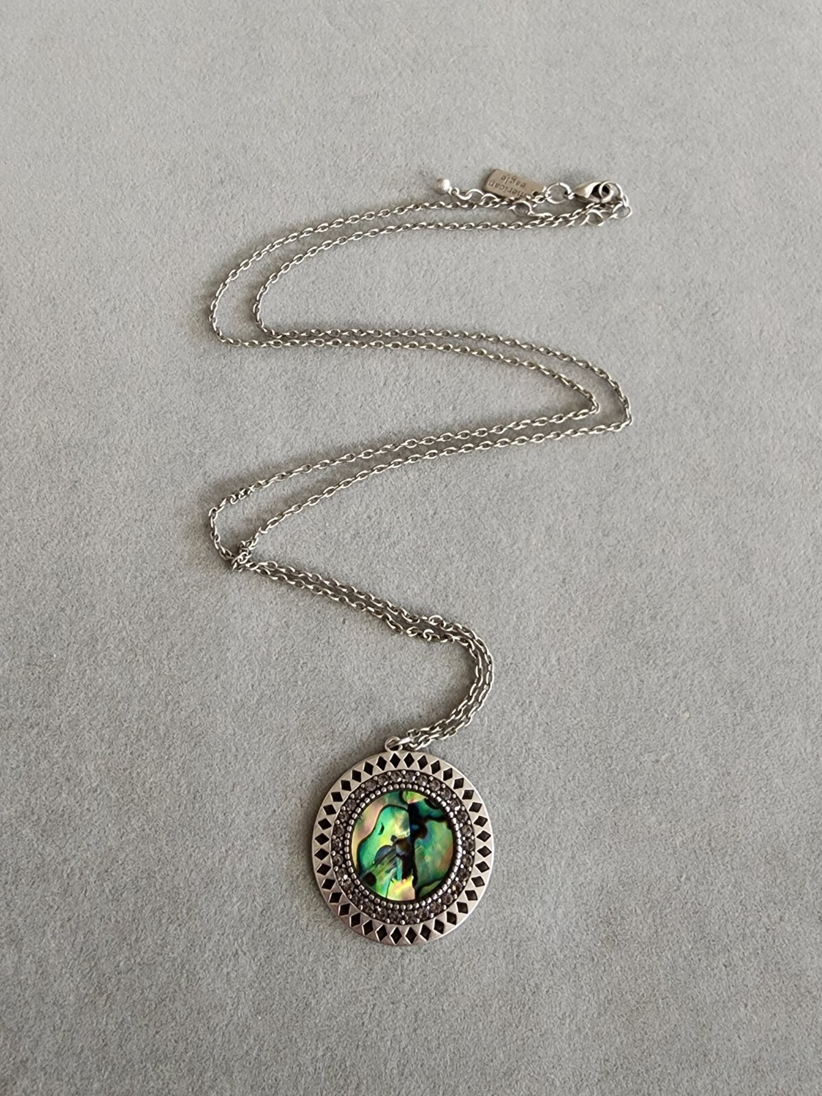 AMERICAN EAGLE Signed Abalone Shell Silver Tone R… - image 2