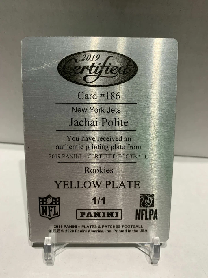 2018 Panini Plates and Patches Jachai Polite #186 1/1 Yellow Printing Plate - Image 2 of 2