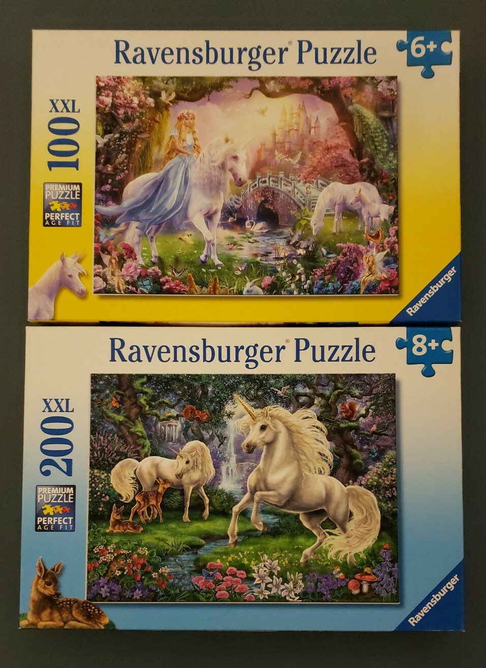 Lot of 2 Ravensburger Unicorn 100 & 200 piece Puzzles EXCELLENT SHAPE ...