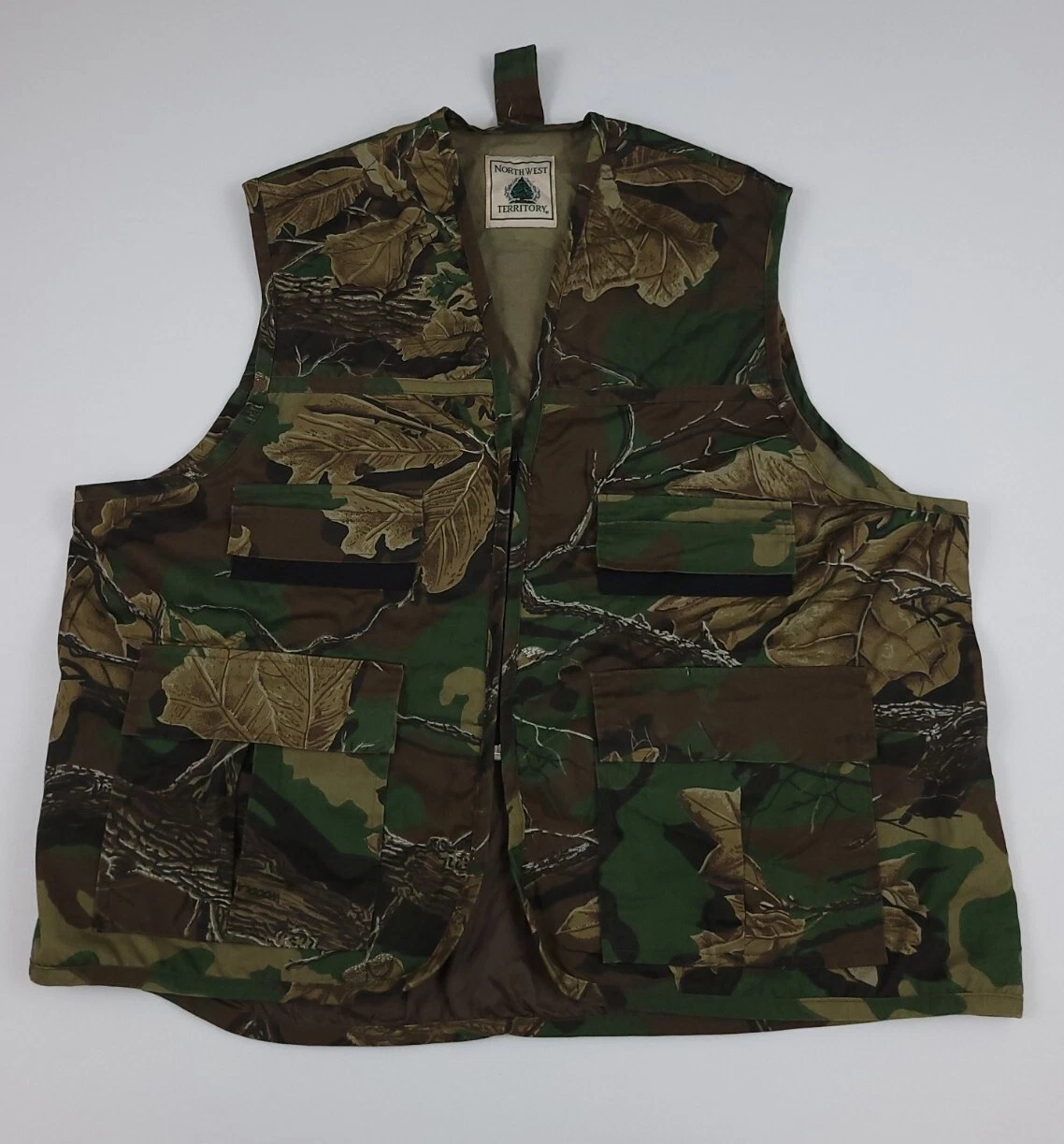Vintage 90s Northwest Territory Tree Leaf Camouflage Cargo Vest Vtg Outdoor Camo