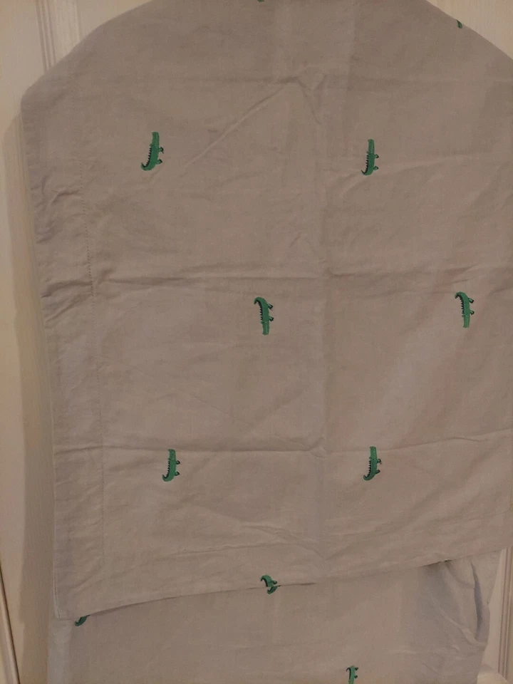 Pottery Barn Kids Embroidered Duvet/Sham Blue& Green Twin Alligator/Croc - Image 3 of 4