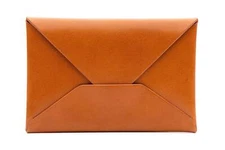 AK Salz - Slim Italian Leather Card Envelope Card Case - Tan/Saddle