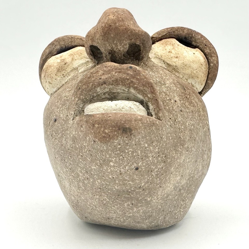 Signed Studio Art Ceramic Head Bust 3D Face Weirdo Chime Sculpture