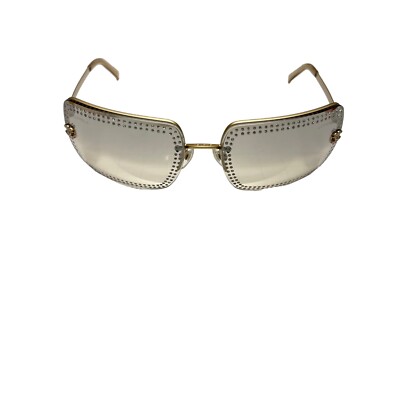 Chanel Crystal Logo Sunglasses 4105-B Gold | eBay