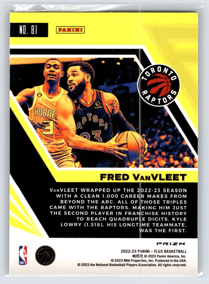 2022-23 Panini Flux - Fred VanVleet #81 Red Prizm - Toronto Raptors - Image 2 of 2