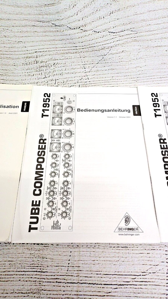 Behringer Tube Composer T1952 Vacuum Tube Audio OEM USER'S MANUALS ONLY - Image 3 of 4