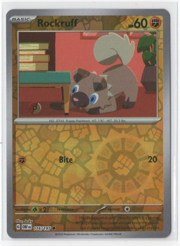 Pokemon Obsidian Flames 116/197 Rockruff Reverse Holo