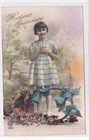 Old postcard vintage - child child child walnut 1395 happy birthday