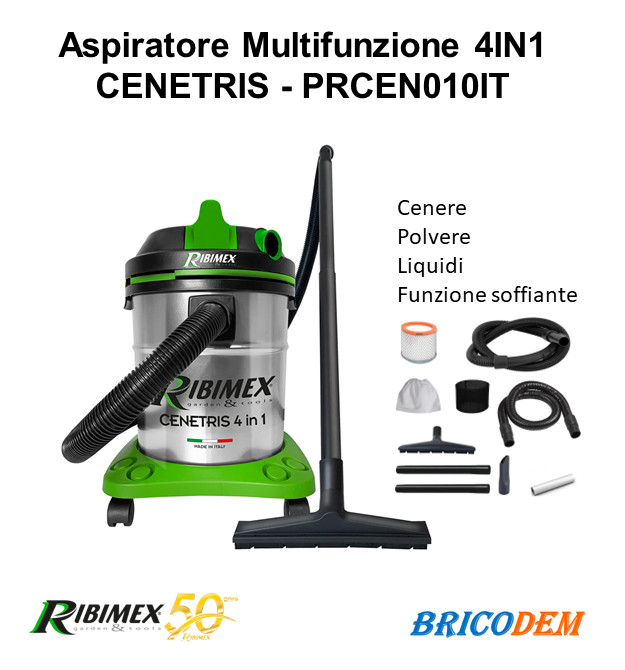 Aspiratore 4 in 1 Ribimex Cenetris 20L 1200W Cenere e Solidi
