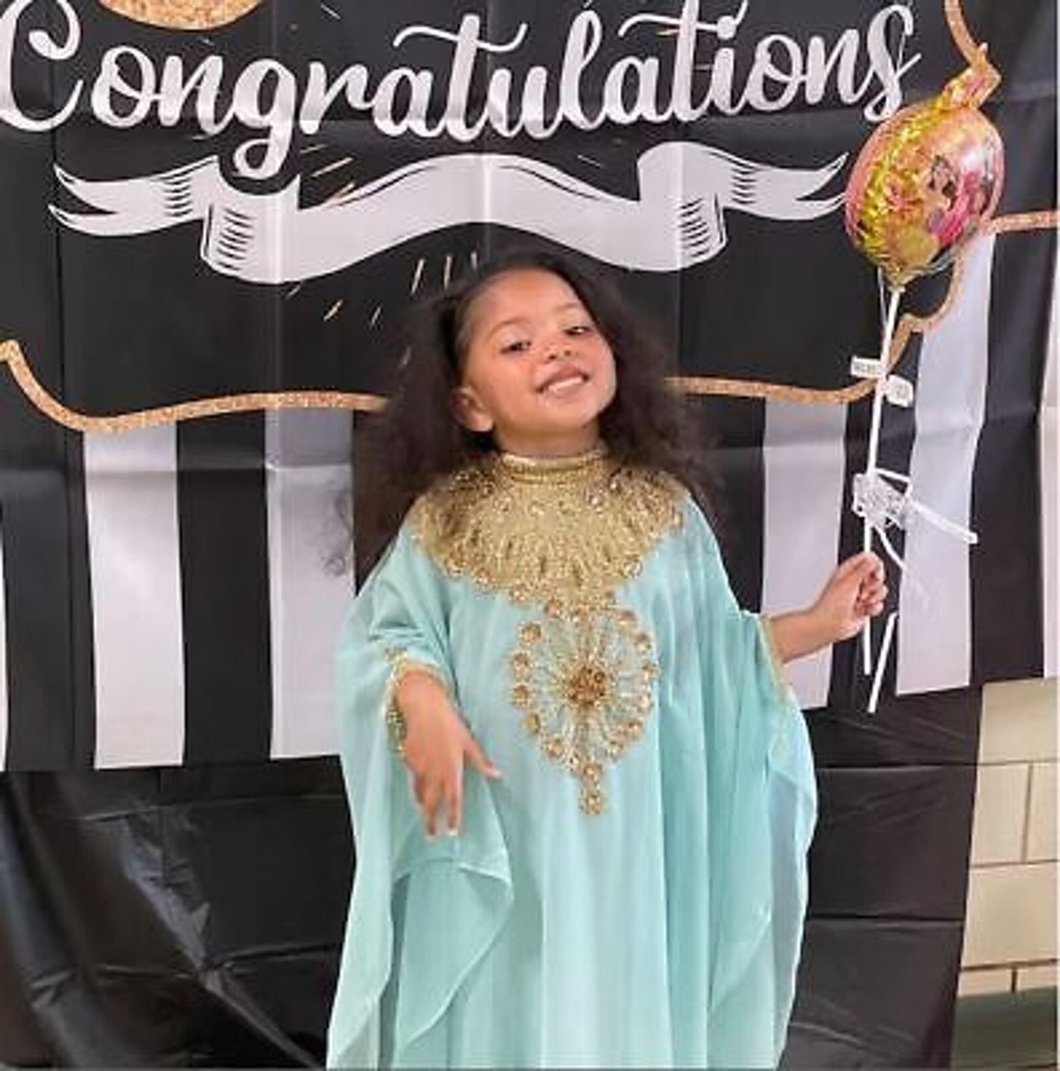 New Sea Green Stylish Kids Kaftan Dress Georgette Moroccan