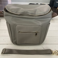 Fawn Design Vegan Leather The Mini Small Diaper Bag Backpack Gray