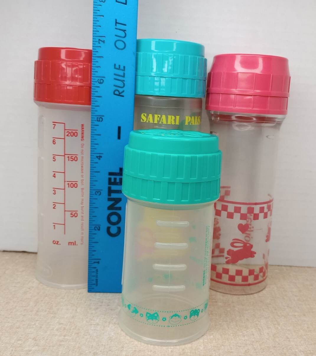 Playtex Lot of Drop In Baby Bottles 8 oz 4 oz Evenflo Gerber Safari Vintage EUC 